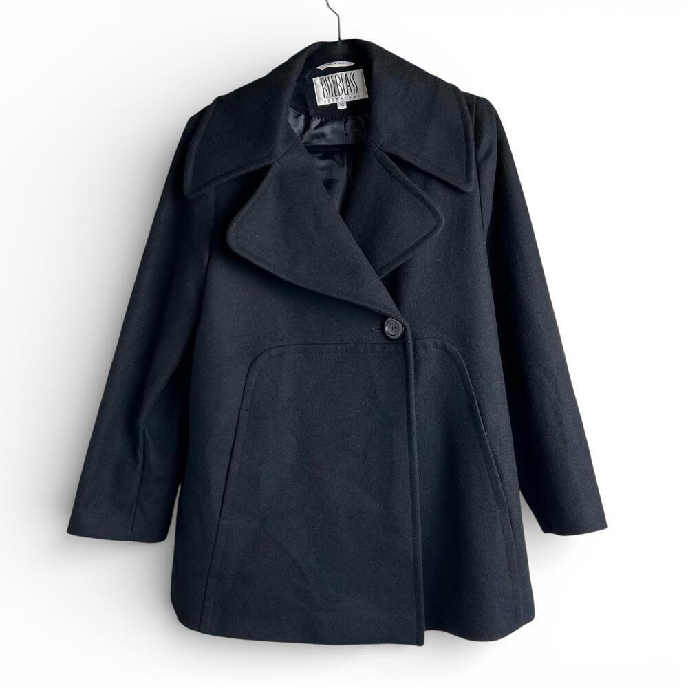 Vintage Bill Blass Signature Black Wool Coat